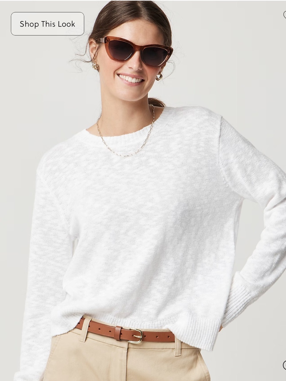 J. Crew Crewneck Beach Sweater in White 70% Cotton